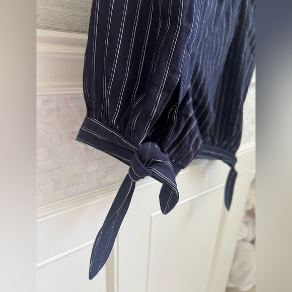 NWT new large Anthropologie Maeve pinstripe bloomer shorts stripe navy blue - Picture 7 of 17